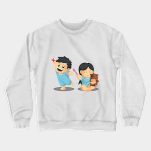 Boy & Girl Patient Playing Healthily Crewneck Sweatshirt